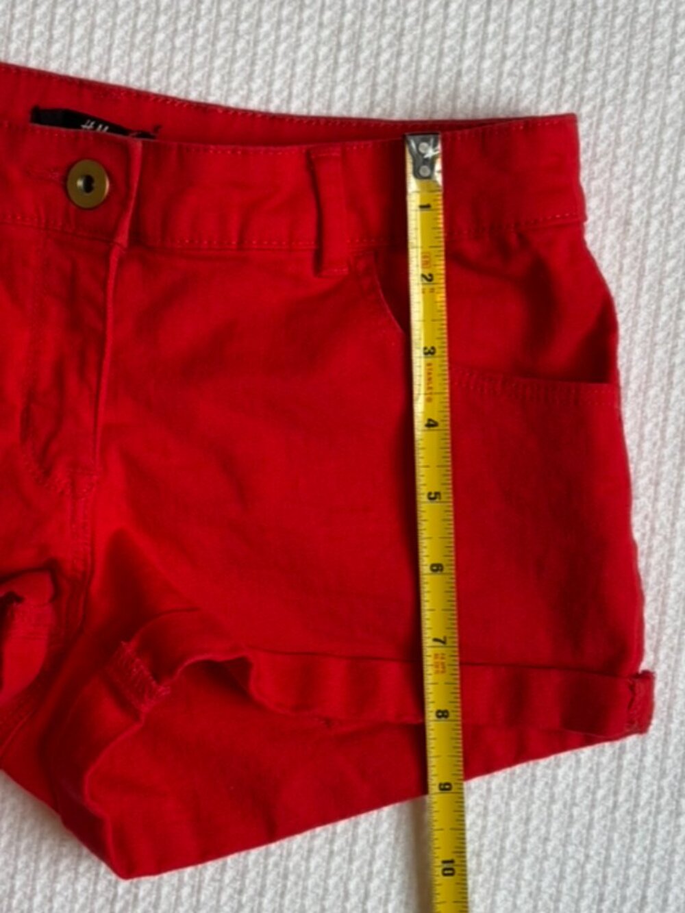 H&M Cotton Cuffed Chino Red Mini Shorts Women’s Size 2 - Picture 8 of 8